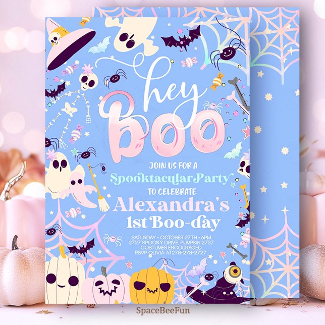 Halloween Fantôme Anniversaire Invitation Party He (Halloween Ghost Birthday Invitation Party Hey boo Girl Cute Ghost Birthday Spooktacular Halloween 
)