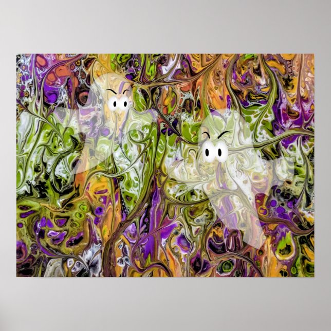 Halloween Farben mit Geistern Poster (Vorne)