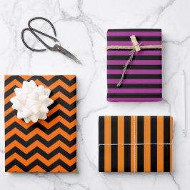 Halloween-Farbenfarben lila Geschenkpapier Set