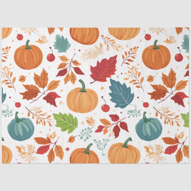 Halloween farbenfrohe Pumpkins und Blätter Seidenpapier (Vorderseite)