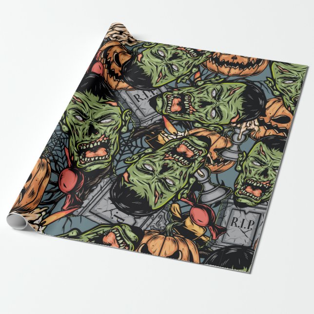 Halloween farbige Elemente nahtloses Muster mit  Geschenkpapier (Ungerollt)