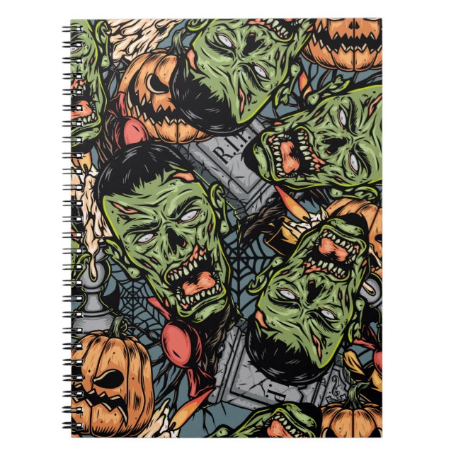 Halloween farbige Elemente nahtloses Muster mit  Notizblock (Vorderseite)