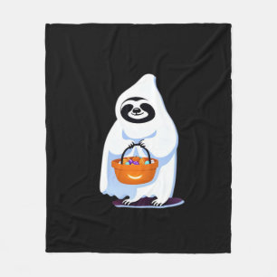 Halloween-Faultier als Geist verkleidet beim Trick Fleecedecke
