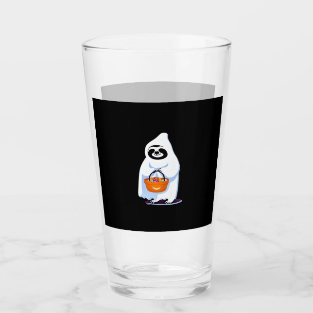 Halloween-Faultier, als Gespenst verkleidet, Trick Glas (Vorderseite)