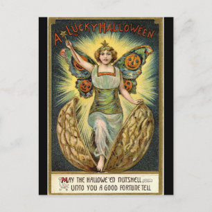 Halloween Fee Vintage Postkarte