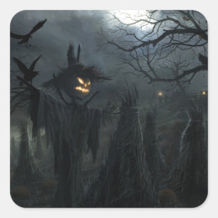 Halloween-Feld des Todes Quadratischer Aufkleber
