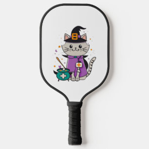 Halloween Feline Hero One Spooky Nurse Cat Pickleball Schläger