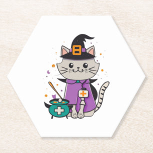 Halloween Feline Hero One Spooky Nurse Cat Untersetzer
