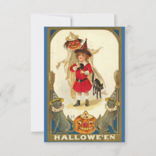 Halloween-Fest-Einladung Vintage-Katzen Kind Einladung
