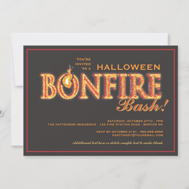 Halloween-Feuer-heftiger Schlag auf Feuer-Party Einladung (Vorderseite)