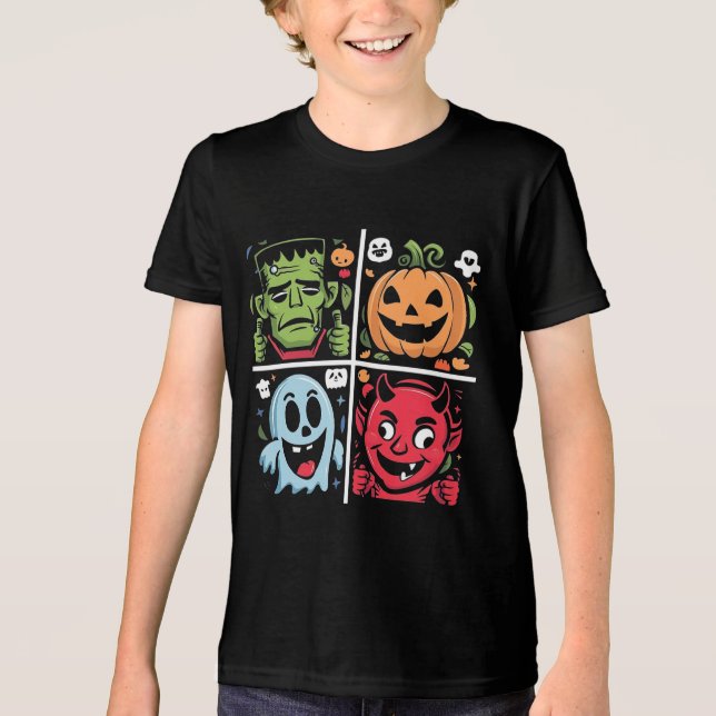 Halloween-Figuren Tri-Blend Shirt (Vorderseite)
