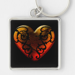 Halloween Filigree Goth Heart Keychain Schlüsselanhänger
