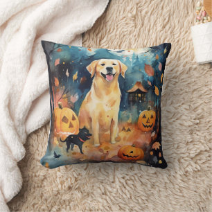 Halloween Finnischer Lappund mit Kürbissen Gruseli Kissen