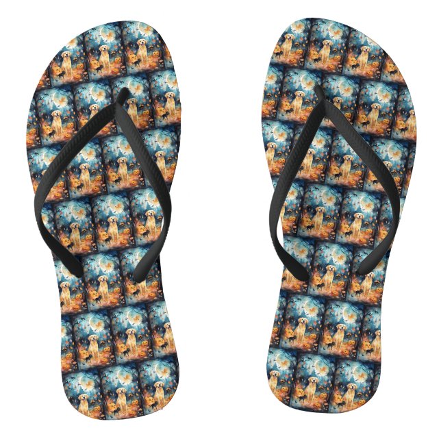 Halloween Finnischer Lappund mit Pumpkins Beängsti Flip Flops (Fußbett)