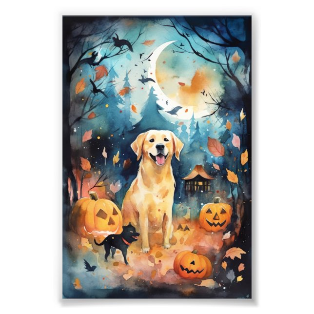 Halloween Finnischer Lappund mit Pumpkins Beängsti Fotodruck (Vorne)