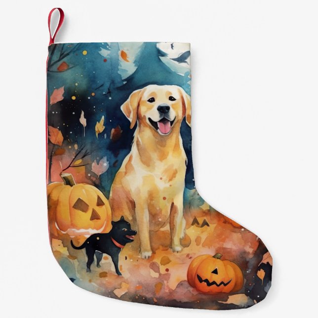 Halloween Finnischer Lappund mit Pumpkins Beängsti Kleiner Weihnachtsstrumpf (Vorderseite)