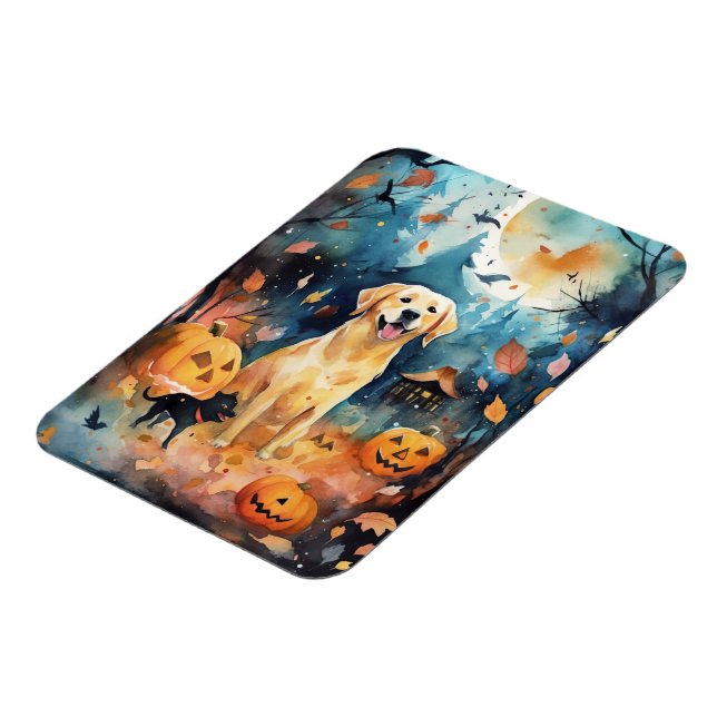 Halloween Finnischer Lappund mit Pumpkins Beängsti Magnet (Linke Seite)