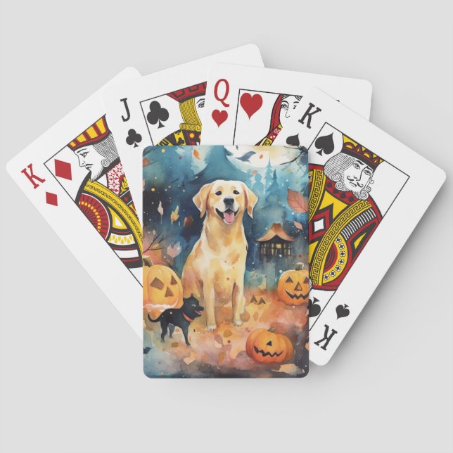 Halloween Finnischer Lappund mit Pumpkins Beängsti Spielkarten (Rückseite)