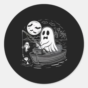 Halloween Fishing Shirt Spooky Ghost Fisherman Fis Runder Aufkleber