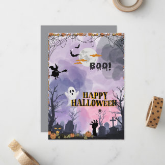 Halloween-Flachkarte - Spooky-Grußkarte Mitteilungskarte