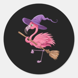 Halloween Flamingo Hexe hasst Beängstigende Kostüm Runder Aufkleber