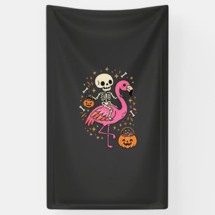 Halloween Flamingo Skelett Candy Eimer Vektor De Banner