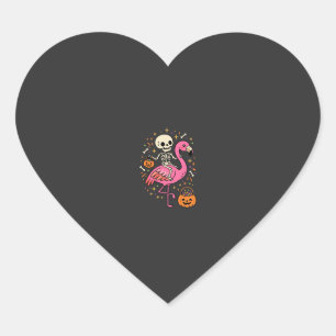 Halloween Flamingo Skelett Candy Eimer Vektor De Herz-Aufkleber