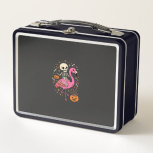 Halloween Flamingo Skelett Candy Eimer Vektor De Metall Brotdose