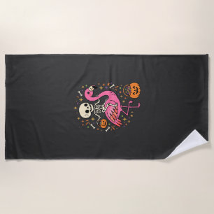 Halloween Flamingo Skelett Candy Eimer Vektor De Strandtuch