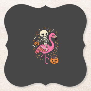 Halloween Flamingo Skelett Candy Eimer Vektor De Untersetzer