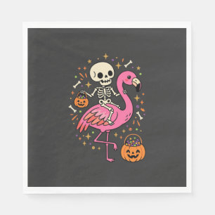 Halloween Flamingo Skelett Süßigkeiten Eimer Vekto Serviette
