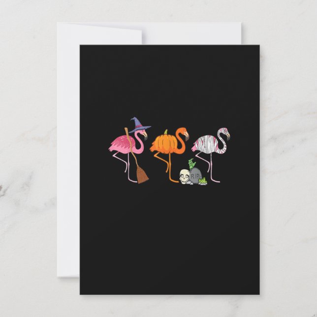 Halloween Flamingo Witch Mummy Funny Flamingoween Einladung (Vorderseite)