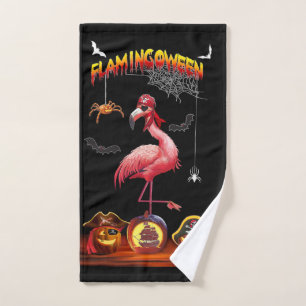 HALLOWEEN FLAMINGOWEEN PIRATE HANDTUCH