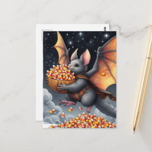 Halloween-Fledermaus-Fliegendes Eichhörnchen-Hybri Postkarte