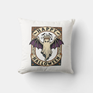 Halloween-Fledermaus-Geist Vintage-Stickerei-Shirt Kissen