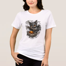 Halloween-Fledermaus trägt Zweige, um ein gemütlic Tri-Blend Shirt