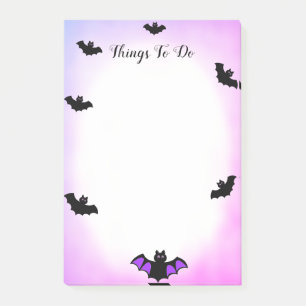 Halloween-Fledermäuse auf lila & weißen Dingen zu Post-it Klebezettel