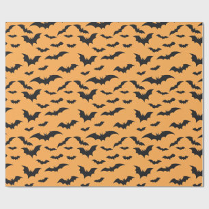 Halloween-Fledermäuse im orangen Hintergrund Geschenkpapier