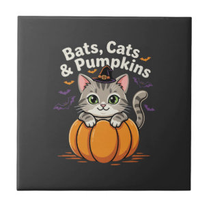 Halloween Fledermäuse Katzen und Kürbisse Süße Kät Fliese