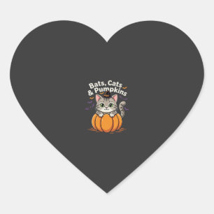 Halloween Fledermäuse Katzen und Kürbisse Süße Kät Herz-Aufkleber