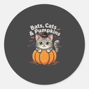 Halloween Fledermäuse Katzen und Kürbisse Süße Kät Runder Aufkleber