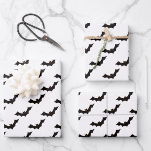 Halloween, Fledermäuse-Muster, Süßes oder Saures, Geschenkpapier Set
