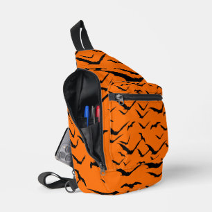 Halloween-Fledermäuse Orange Schwarz Crossbody Bag