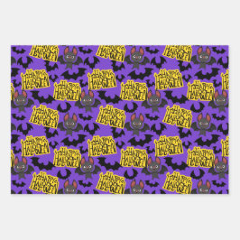 Halloween-Fledermäuse und -Buchstaben Geschenkpapier Set