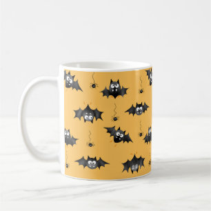 Halloween-Fledermäuse und Dangling-Spinnen-Tasse Kaffeetasse