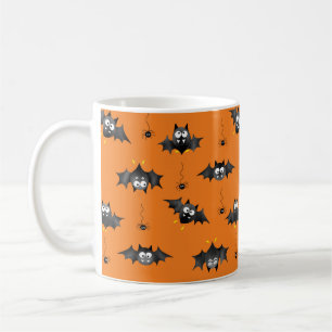 Halloween-Fledermäuse und Dangling-Spinnen-Tasse Kaffeetasse