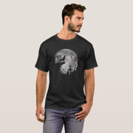 Halloween Fledermäuse und Schwarzer Wolf Howling V T-Shirt