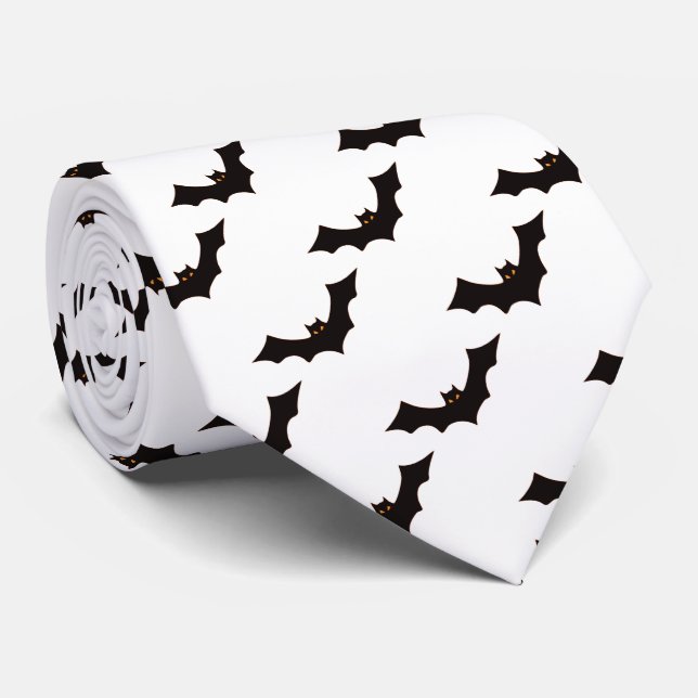Halloween, Fledermausmuster, Trick oder Trete, Boo Krawatte (Gerollt)
