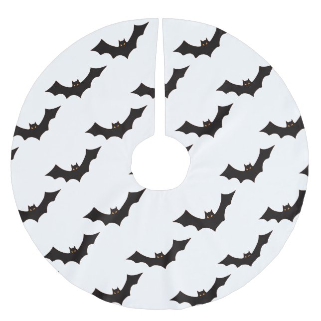 Halloween, Fledermausmuster, Trick oder Trete, Boo Polyester Weihnachtsbaumdecke (Vorderseite)