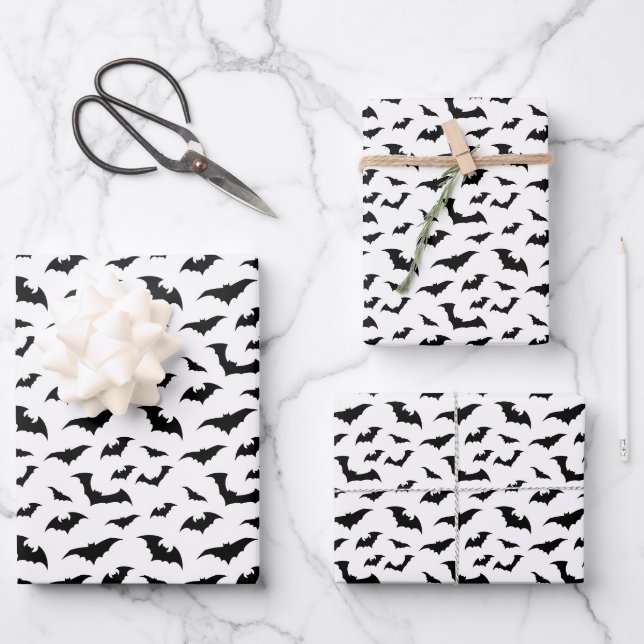 Halloween-Fledermauszettel Geschenkpapier Set (Vorderseite)